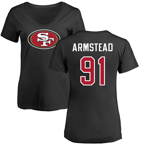 San Francisco 49ers Black Women Arik Armstead Name and Number Logo #91 NFL T Shirt->nfl t-shirts->Sports Accessory